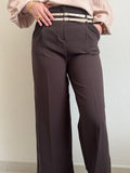 Pantalon classique avec double ceinture beige 