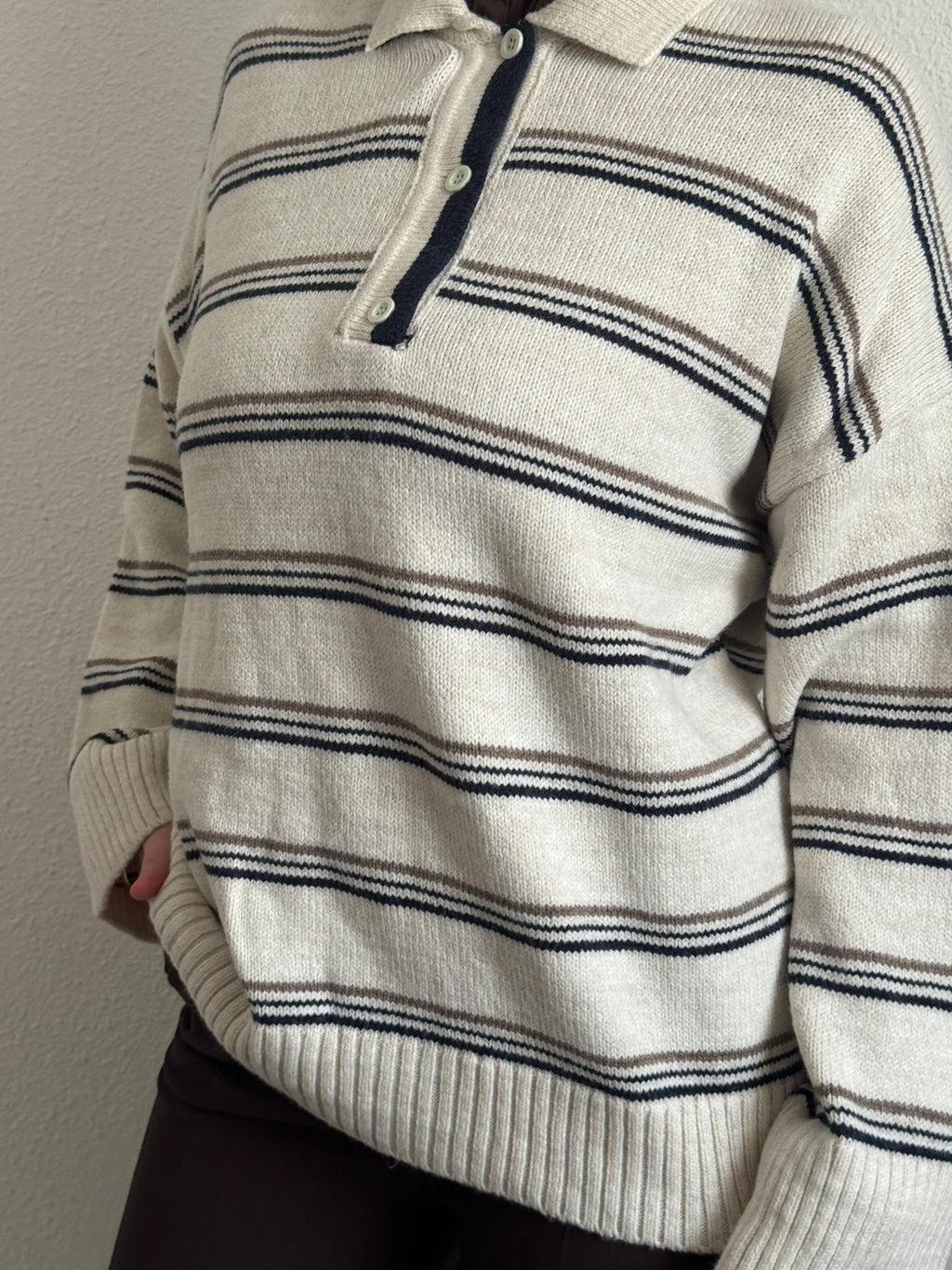 Pull style polo rayé oversize