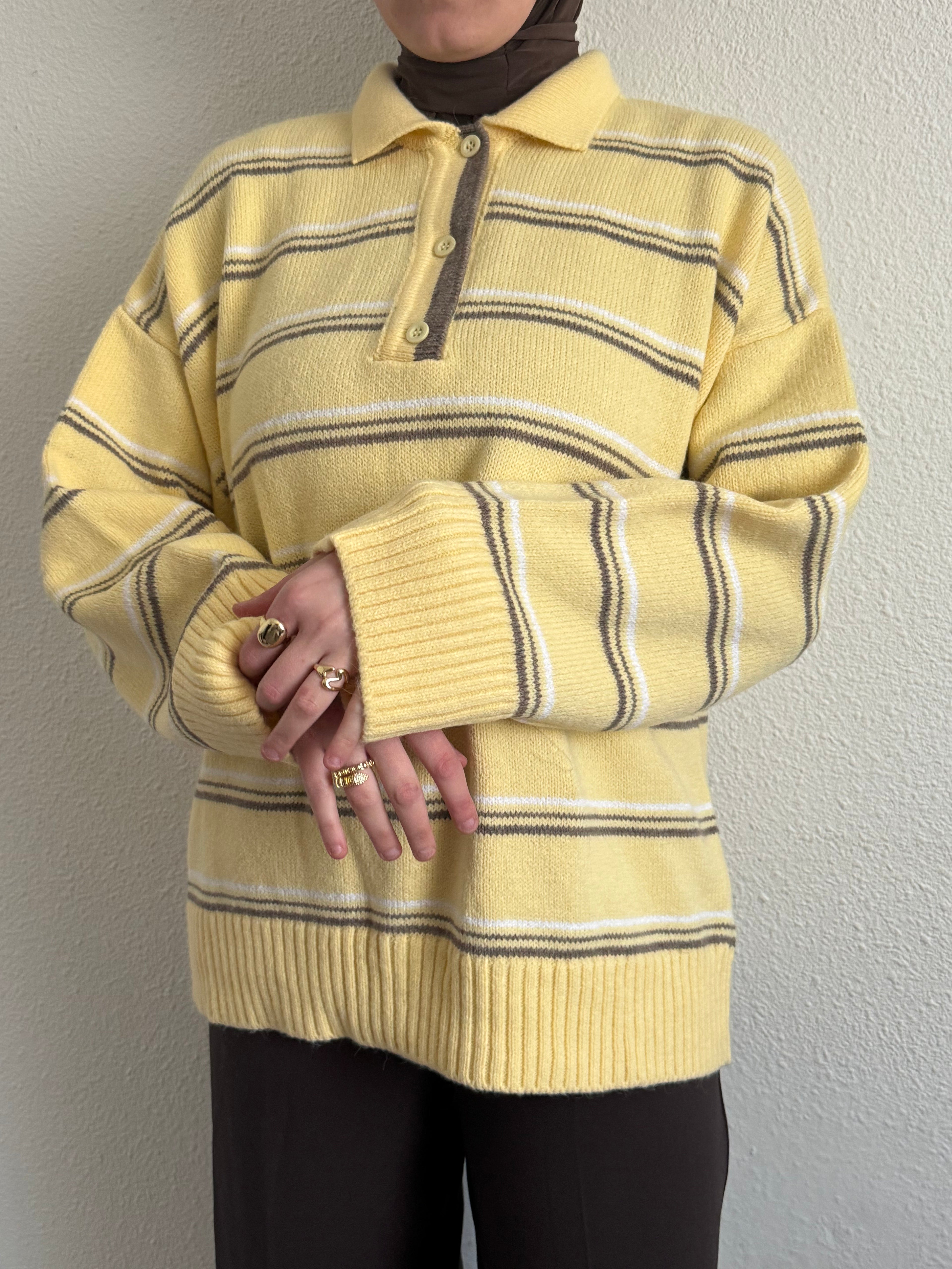 Pull style polo rayé oversize