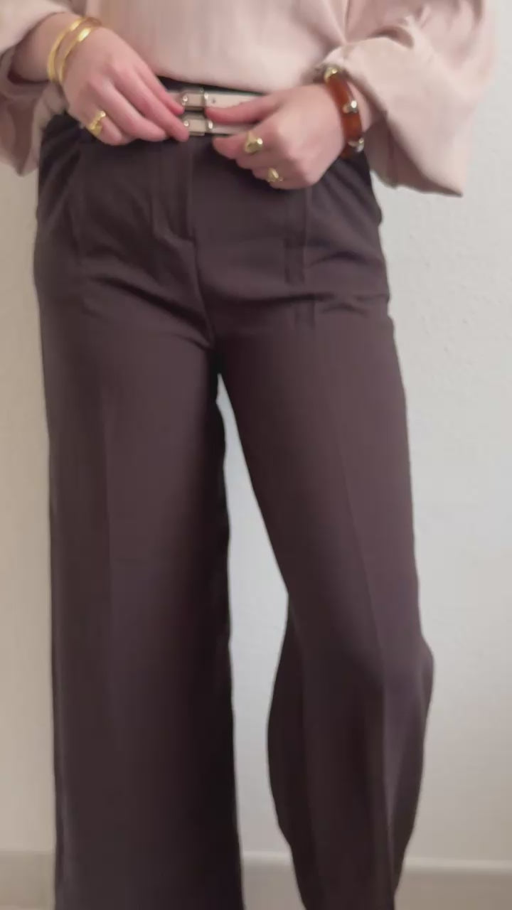 Pantalon classique avec double ceinture beige 